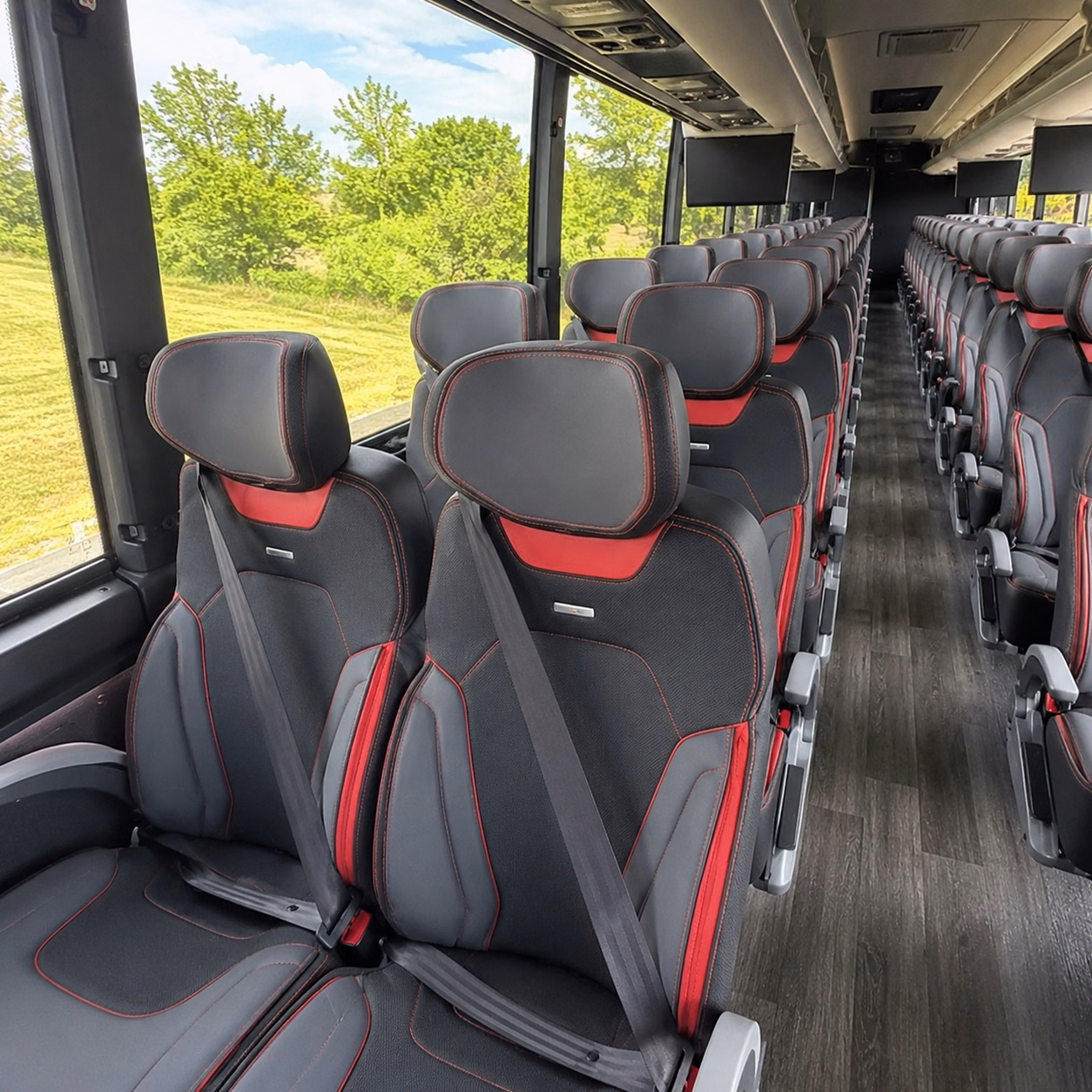 56 passenger charter bus inside